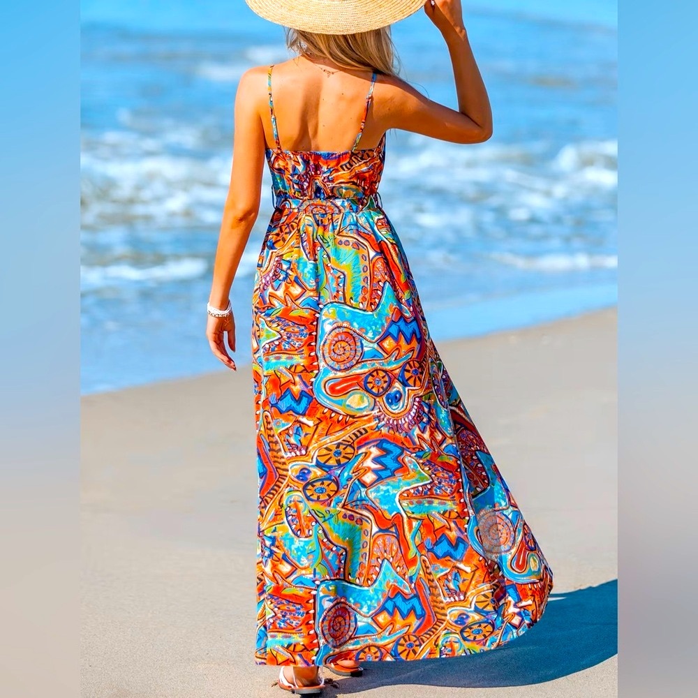 Cupshe Abstract Rhythm Vibrant Multicolor Maxi Dress - Picture 3 of 11